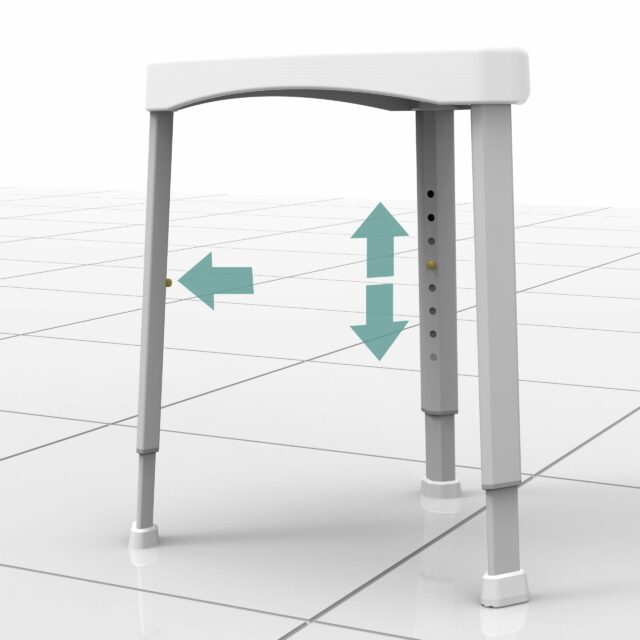 Illustration showing how to adjust the height of the Shower Stool