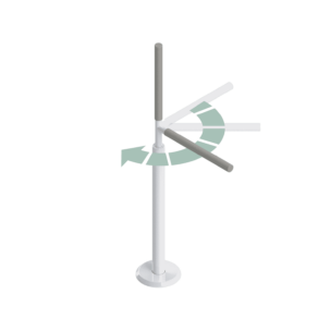 Illustration showing how the Advantage Rail moves and locks every 45 degrees around the pole