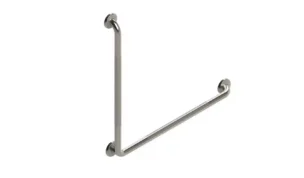 L-Shaped stainless steel with knurling grab bar on a white background.